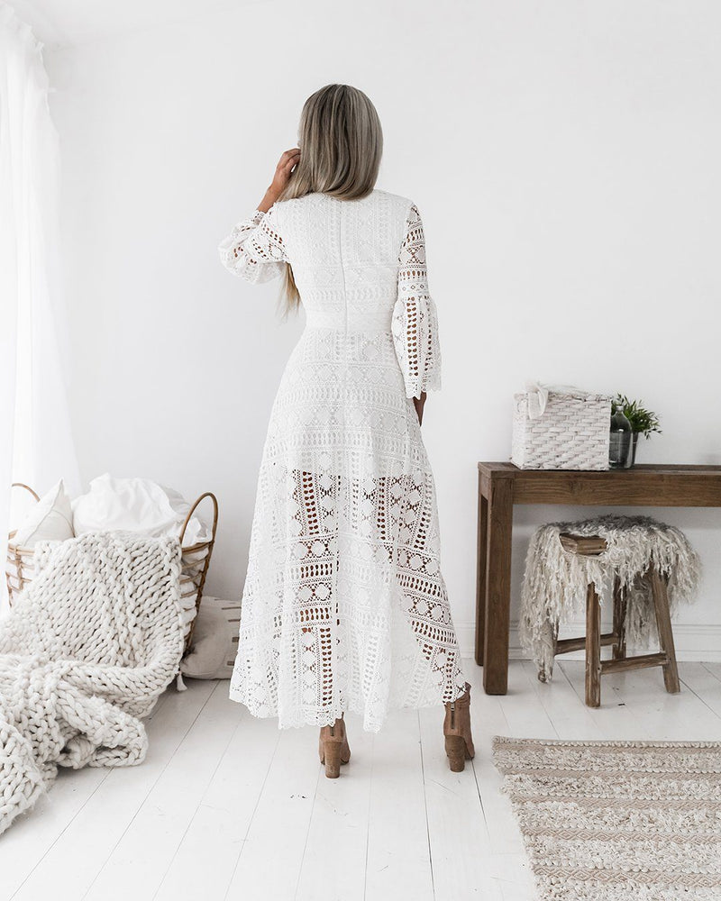 Boho High Low Dress | White