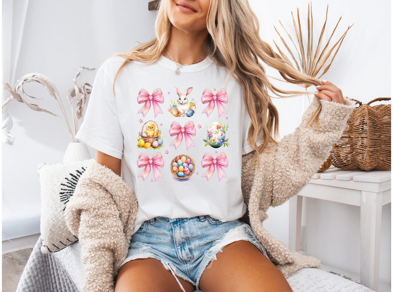 Easter Eggs, Bunnies, and Bows Graphic Tee