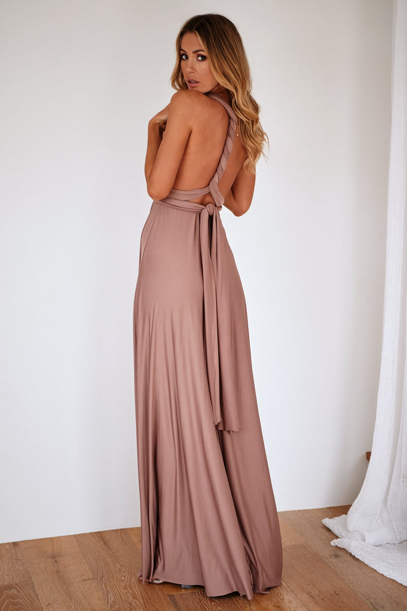 The Perfect Date Multiway Maxi Dress (Mocha)