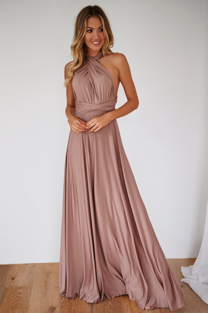 The Perfect Date Multiway Maxi Dress (Mocha)