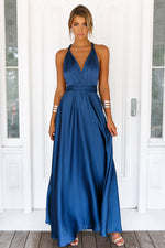 The Perfect Date Satin Maxi Dress (Navy)