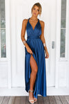 The Perfect Date Satin Maxi Dress (Navy)