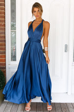 The Perfect Date Satin Maxi Dress (Navy)