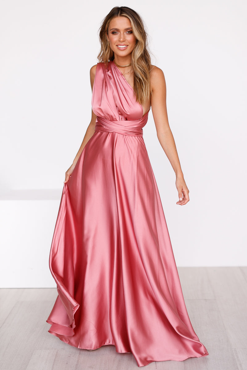 The Perfect Date Satin Maxi Dress | Rose