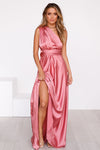 The Perfect Date Satin Maxi Dress | Rose