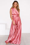 The Perfect Date Satin Maxi Dress | Rose