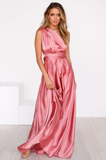 The Perfect Date Satin Maxi Dress | Rose