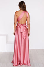 The Perfect Date Satin Maxi Dress | Rose