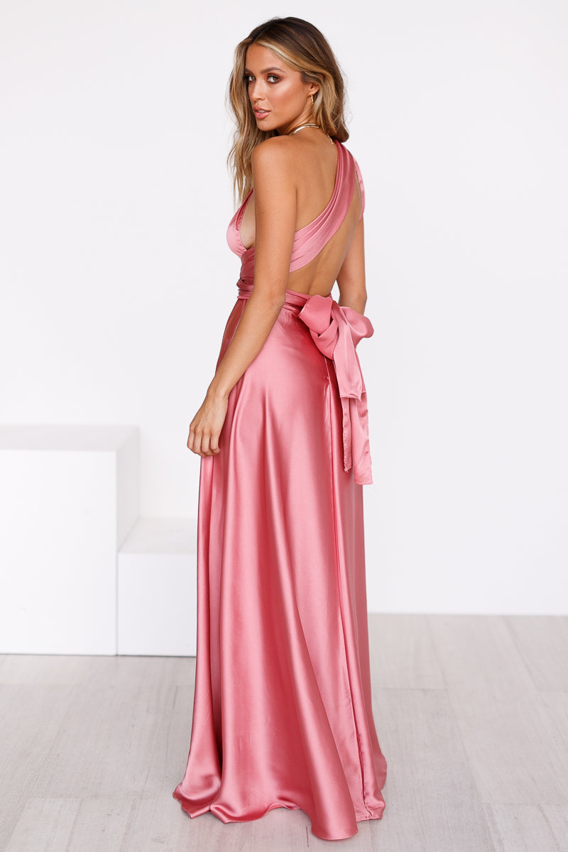 The Perfect Date Satin Maxi Dress | Rose