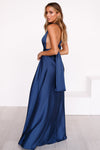 The Perfect Date Satin Maxi Dress (Navy)