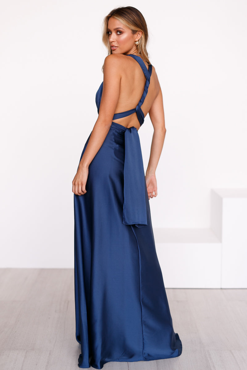 The Perfect Date Satin Maxi Dress (Navy)