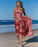 The Perfect Date Satin Maxi Dress | Rose